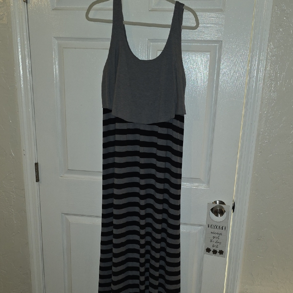 torrid Grey and Black Striped Maxi Dress